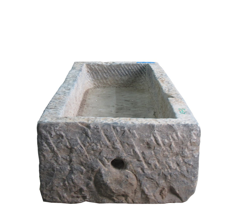 60" Inch Long Hand Chiseled Stone Trough 8