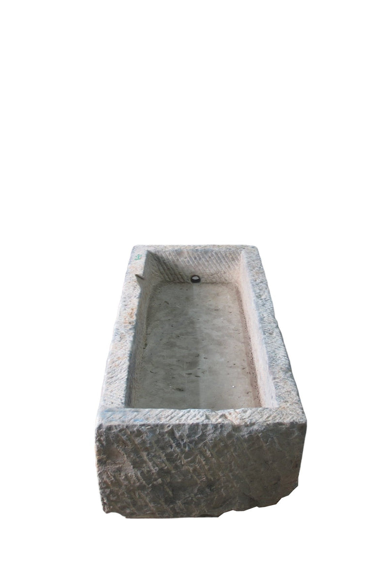 60" Inch Long Hand Chiseled Stone Trough 8