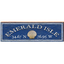 Emerald Isle Sea Shell Navy Latitude Longitude | Wall Art Print on Real Wood