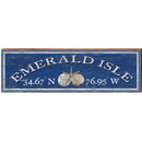 Emerald Isle, North Carolina Sea Shells Latitude Longitude Wooden Sign | Wall Art Print on Real Wood