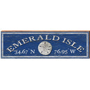 Emerald Isle Sand Dollar Navy Latitude Longitude | Wall Art Print on Real Wood