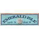 Emerald Isle Sand Dollar Blue Latitude Longitude | Wall Art Print on Real Wood