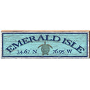 Emerald Isle Sea Turtle Blue Latitude Longitude | Wall Art Print on Real Wood