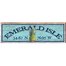 Emerald Isle Pineapple Blue Latitude Longitude | Wall Art Print on Real Wood