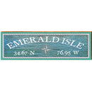 Emerald Isle Compass Water Latitude Longitude | Wall Art Print on Real Wood