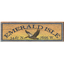 Emerald Isle Pelican Sunburst Latitude Longitude | Wall Art Print on Real Wood