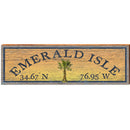 Emerald Isle Palm Tree Sunburst Latitude Longitude | Wall Art Print on Real Wood