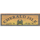 Emerald Isle Crab Sun Burst Latitude Longitude | Wall Art Print on Real Wood
