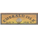 Emerald Isle Sea Shell Sunburst Latitude Longitude | Wall Art Print on Real Wood