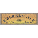 Emerald Isle Compass Sunburst Latitude Longitude | Wall Art Print on Real Wood