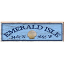 Emerald Isle Sea Shell Blue Latitude Longitude | Wall Art Print on Real Wood