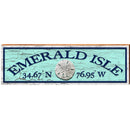 Emerald Isle Sand Dollar Green Latitude Longitude | Wall Art Print on Real Wood
