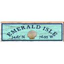 Emerald Isle Sea Shell Green Latitude Longitude | Wall Art Print on Real Wood