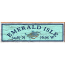 Emerald Isle Blue Crab Green Latitude Longitude | Wall Art Print on Real Wood