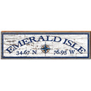 Emerald Isle Compass Shabby Latitude Longitude | Wall Art Print on Real Wood