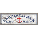 Emerald Isle Anchor Shabby Latitude Longitude | Wall Art Print on Real Wood