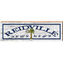Reidville Palmetto Moon White Shabby Latitude Longitude | Wall Art Print on Real Wood