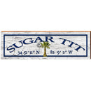 Sugar Tit Palmetto Moon White Shabby Latitude Longitude | Wall Art Print on Real Wood