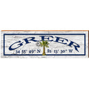 Greer Palmetto Moon White Shabby Latitude Longitude | Wall Art Print on Real Wood