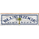 Blue Ridge Palmetto Moon White Shabby Latitude Longitude | Wall Art Print on Real Wood