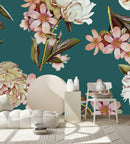Voguish Modern Dark Wallpaper with Flowers