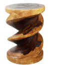 Haussmann Wood Spiral Zig Zag End Table 15 in DIA x 20 in Height Walnut Oil