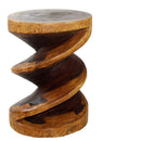 Haussmann Wood Spiral Zig Zag End Table 15 in DIA x 20 in Height Walnut Oil
