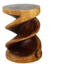 Haussmann Wood Spiral Zig Zag End Table 15 in DIA x 20 in Height Walnut Oil