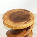 Haussmann Wood Spiral Zig Zag End Table 15 in DIA x 20 in Height Walnut Oil