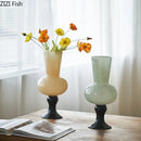 DecorBites™ Goblet Glass Vase for Desk Decoration with Artificial Flowers