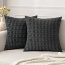 DecorBites™ Corduroy Striped Pillow Cover 18x18 Inch Luxury Cushion Case for Living Room