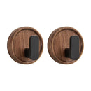 Self-adhesive Solid Wooden Hook Walnut Key Decorative Towel Holder Hook Door Hanger Wall Coat Rack Kitchen Bathroom Organizer