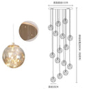 DecorBites™ Gold LED Glass Chandelier: Minimalist Round Ball Staircase Lighting Fixtures