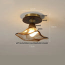 DecorBites™ Amber Ice Crack Glass Wood Ceiling Light - Nordic Modern LED Fixture