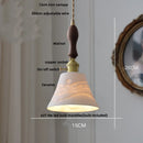 DecorBites™ LED Pendant Light Fixture Walnut Wood Ceramic Knob Switch Hanging Lamp