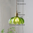 DecorBites™ Amber Glass Walnut Wood LED Pendant Lamp with Copper Knob Switch