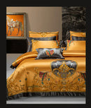 DecorBites™ Luxe Brocade Cotton Embroidered Bedding Set - Quilt Cover Bed Linen Bedspread