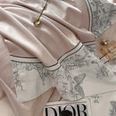 DecorBites™ Luxe Butterfly Flowers Embroidery Bedding Set with Duvet Cover Sheet Pillowcases 4Pcs