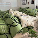 DecorBites™ Grid Print Cotton Bedding Set for Single Double Beds