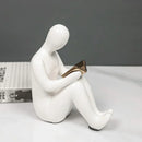 DecorBites™ Abstract Nordic Style Ceramic Character Bookends Set for Office Bookcase Decor