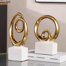 DecorBites™ Gold Chain Abstract Ceramic Statue Desk Decoration Ornaments Sculpture Aesthetics