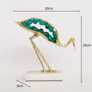 DecorBites™ Crystal Crane Sculpture: Green Gem Bird Figurine for Home Decor