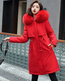 Women Winter Parka – Hooded Fur Collar Thick Warm Long Coat