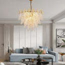 DecorBites™ Glass Leaf Luxury Chandelier LED Pendant Lights for Modern Living Room