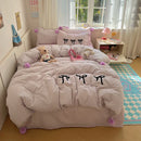 DecorBites™ Korean Princess Bow Lattice Pompom Bedding Set - Single Queen Size