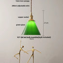 DecorBites™ Green Glass LED Pendant Lights, Adjustable Nordic Modern Hang Lamp for Bedroom, Kitchen, Hotel