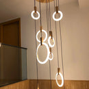 DecorBites™ LED Wood Stair Chandelier: Modern Nordic Living Room Ceiling Pendant Lights