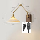 DecorBites™ Copper Swing Arm LED Wall Sconce Pull Chain Switch Rotate Walnut Canopy