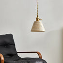 DecorBites™ LED Knob Switch Pendant Lamp Yellow Travertine Copper Wabi Sabi Hanging Lights