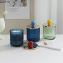 DecorBites™ Glass Tea Canister Candy Pot Ceramic Ball Decorative Storage Jar